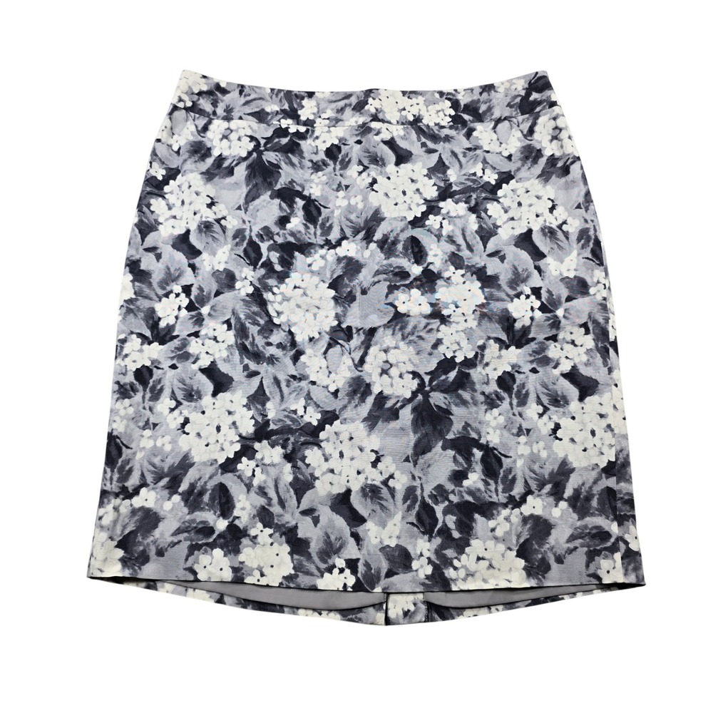 Talbots Pencil Skirt‎ Womens 14 Grey Floral Cotton Blend VN1953